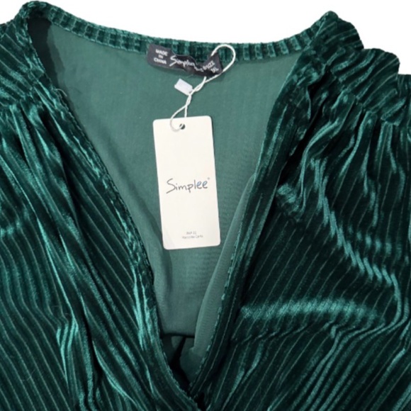 Velvet Dress Set - Red and Green Wrap Dress - Picture 5 of 8